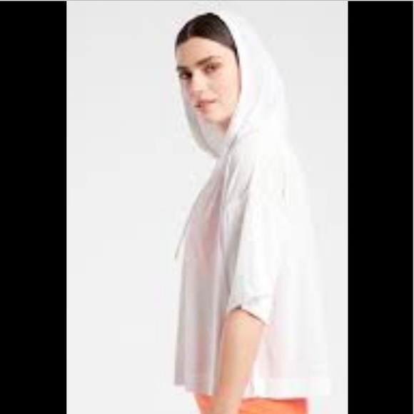 Athleta Women’s White Vapor Workout Pullover Hooded Tee Size Large. - Picture 5 of 7